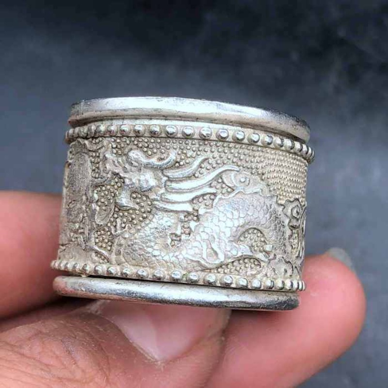 Vintage Collectible Jewelry - Vintage Rotatable Dragon Phoenix Copper Thumb